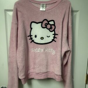 Hello Kitty Pink Plush Scoopneck Pullover Sweater